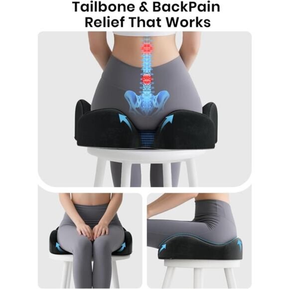 Ergonomic Seat Cushion Memory Foam Office Chair Car Cushion Sciatica Back Relief - Picture 6 of 7